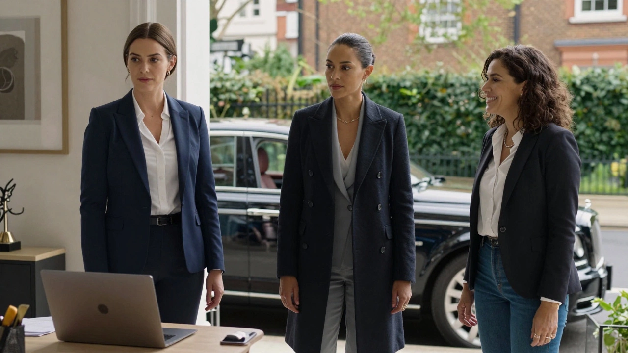 Three professional women in London representing independent, luxury, and local companionship services.