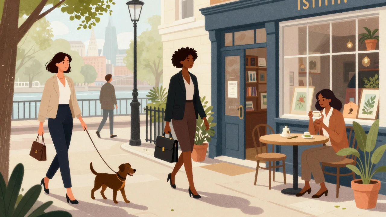 Diverse individuals in Central London living ordinary, dignified lives as independent companions.